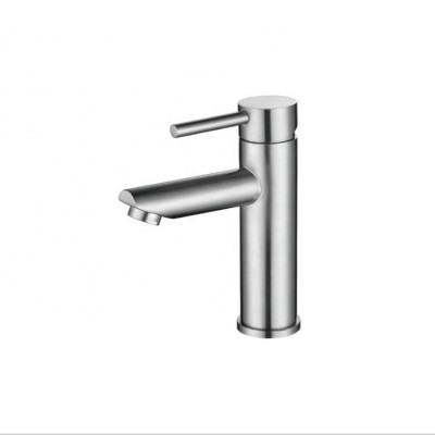 Manufacturers wholesale 304 stainless steel basin faucet bathroom brushed wash basin single hole hot water tap for double 11