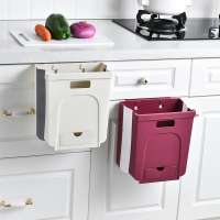 Creative Kitchen Trash Can Cabinet Door Wall Hanging Folding Bucket Garbage Bin Container for Kitchen bathroom